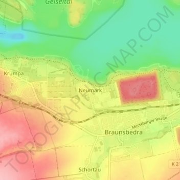 Mapa topográfico Neumark, altitud, relieve