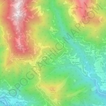 Mapa topográfico San Giorgio, altitud, relieve