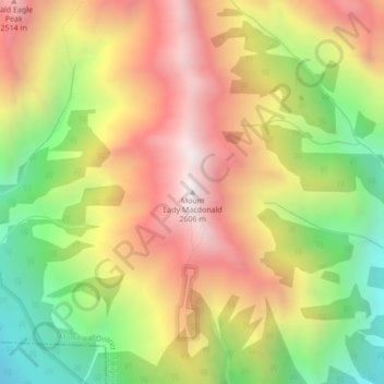 Mapa topográfico Mount Lady Macdonald, altitud, relieve