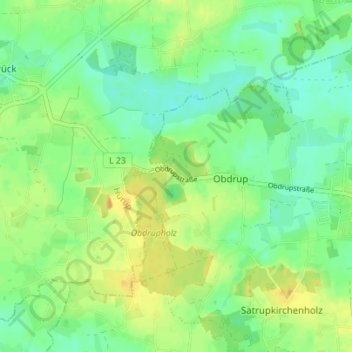 Mapa topográfico Obdrupholz, altitud, relieve