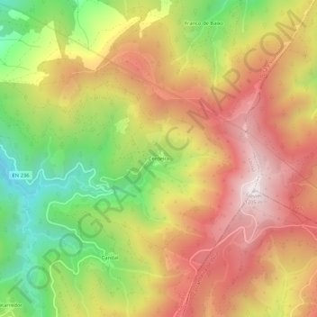 Mapa topográfico Lousã, altitud, relieve