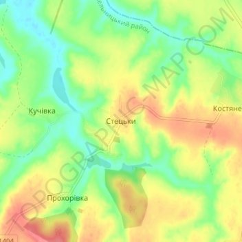 Mapa topográfico Стецки, altitud, relieve