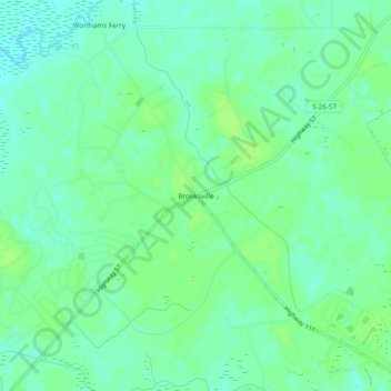 Mapa topográfico Brooksville, altitud, relieve