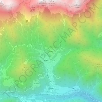 Mapa topográfico Cogul, altitud, relieve