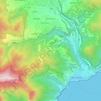 Mapa topográfico Iaconti, altitud, relieve