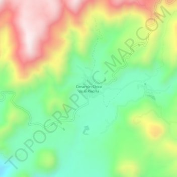 Mapa topográfico Cimarrón Chico de la Raicilla, altitud, relieve