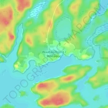 Mapa topográfico Whitedog, altitud, relieve