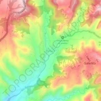 Mapa topográfico Boquía, altitud, relieve