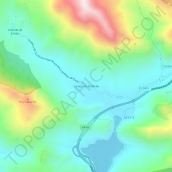 Mapa topográfico La Vega de Robledo, altitud, relieve