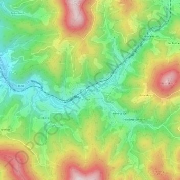 Mapa topográfico Bad Peterstal, altitud, relieve