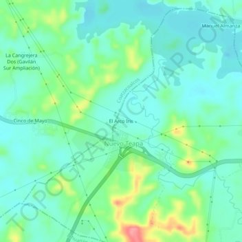Mapa topográfico El Arco Iris, altitud, relieve