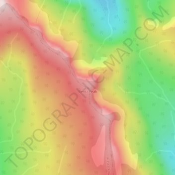 Mapa topográfico Bentz Peak, altitud, relieve