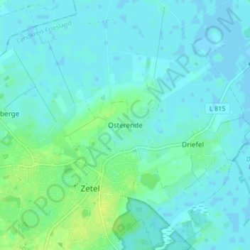 Mapa topográfico Osterende, altitud, relieve