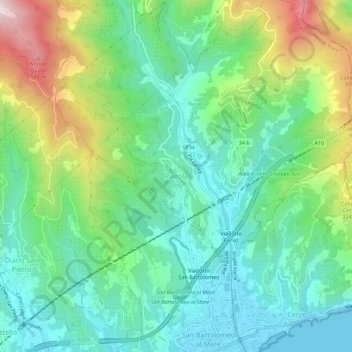 Mapa topográfico Pairola, altitud, relieve