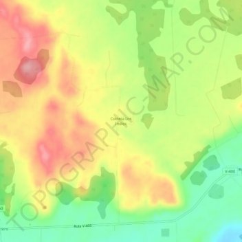 Mapa topográfico Colonia Los Indios, altitud, relieve