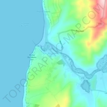 Mapa topográfico Bucalemu, altitud, relieve