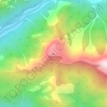 Mapa topográfico Cerro La Campana, altitud, relieve