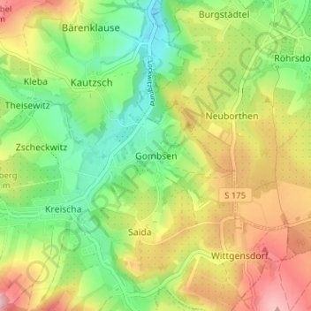 Mapa topográfico Gombsen, altitud, relieve