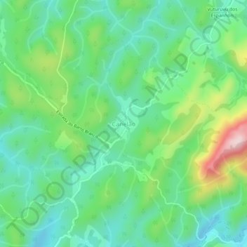 Mapa topográfico Canelão, altitud, relieve