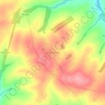 Mapa topográfico Santa Eliza, altitud, relieve