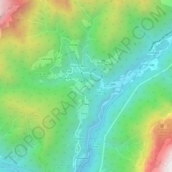 Mapa topográfico Celat, altitud, relieve