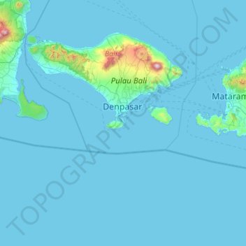 Mapa topográfico Nusa Dua, altitud, relieve