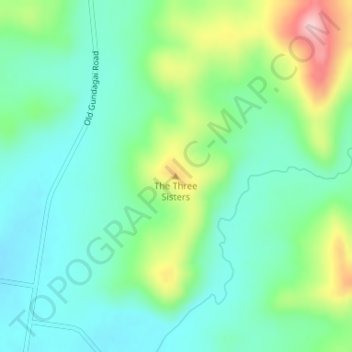 Mapa topográfico The Three Sisters, altitud, relieve