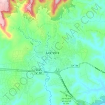 Mapa topográfico São Pedro, altitud, relieve