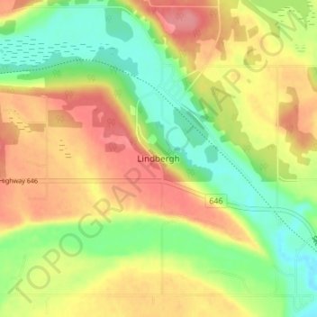 Mapa topográfico Lindbergh, altitud, relieve