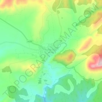 Mapa topográfico Rubielos de Mora, altitud, relieve