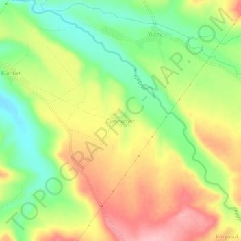 Mapa topográfico Cumhuriyet, altitud, relieve