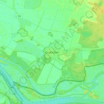 Mapa topográfico Quitzöbel, altitud, relieve