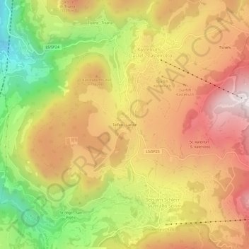 Mapa topográfico Telfen - Lanzin, altitud, relieve