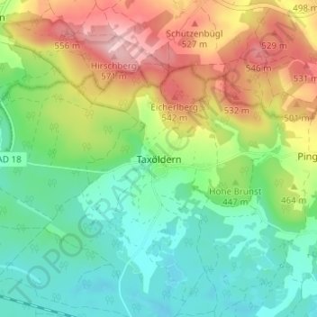 Mapa topográfico Taxöldern, altitud, relieve