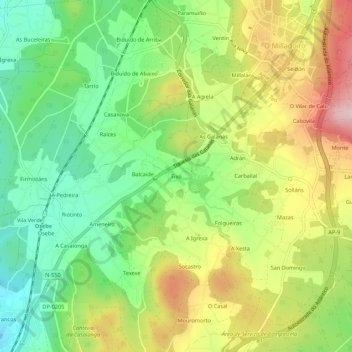 Mapa topográfico Fixó, altitud, relieve