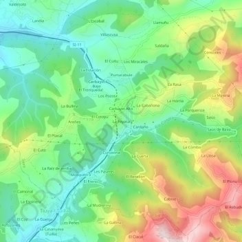 Mapa topográfico La Foyaca, altitud, relieve