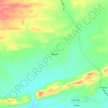 Mapa topográfico Saigon, altitud, relieve