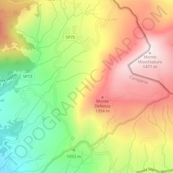 Mapa topográfico Fonte Coppo La Vigna, altitud, relieve
