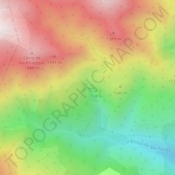 Mapa topográfico Chorro de la Ventera, altitud, relieve