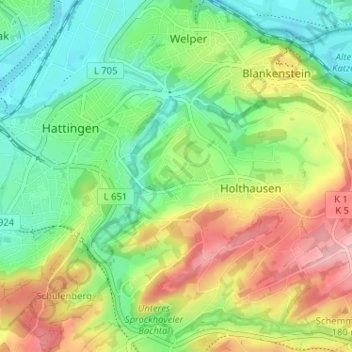 Mapa topográfico Obereichholz, altitud, relieve