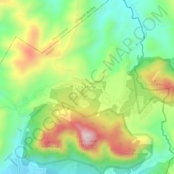 Mapa topográfico La Mesa, altitud, relieve