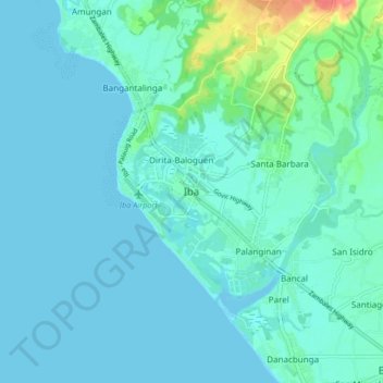 Mapa topográfico Iba, altitud, relieve