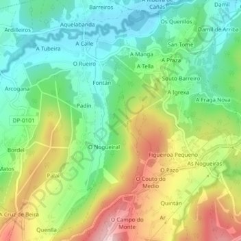 Mapa topográfico Longueiral, altitud, relieve