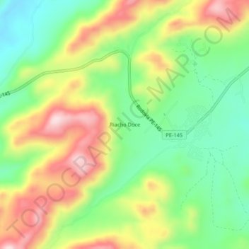 Mapa topográfico Riacho Doce, altitud, relieve