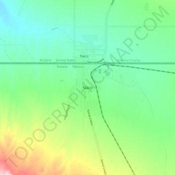 Mapa topográfico Naco, altitud, relieve