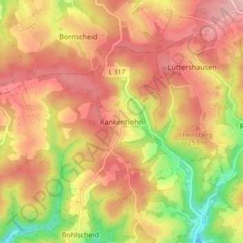 Mapa topográfico Rankenhohn, altitud, relieve