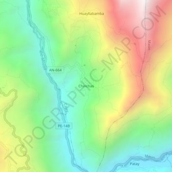 Mapa topográfico Chinchas, altitud, relieve