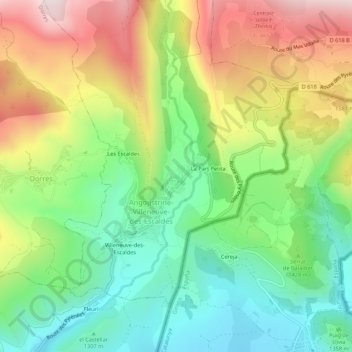 Mapa topográfico Angoustrine, altitud, relieve