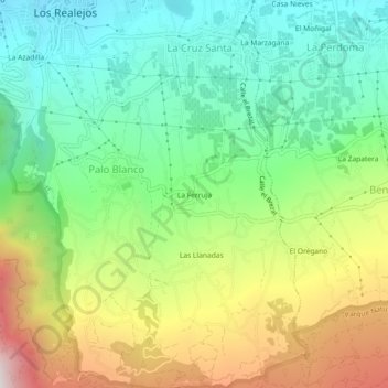 Mapa topográfico La Ferruja, altitud, relieve