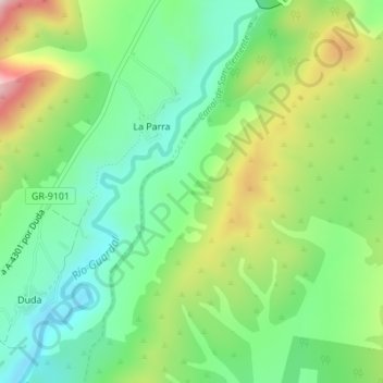 Mapa topográfico Guardal, altitud, relieve